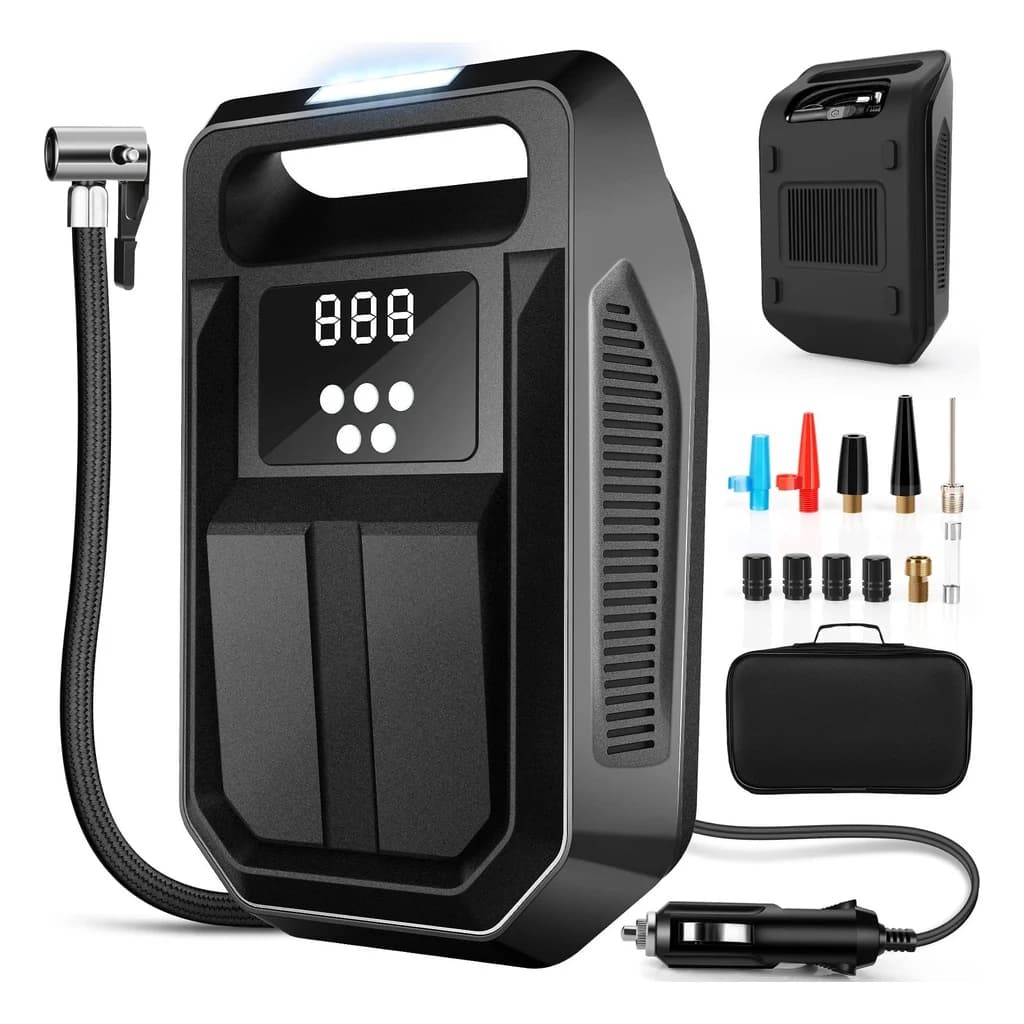 Portable Car Tyre Inflator, 12 V, with Gauge